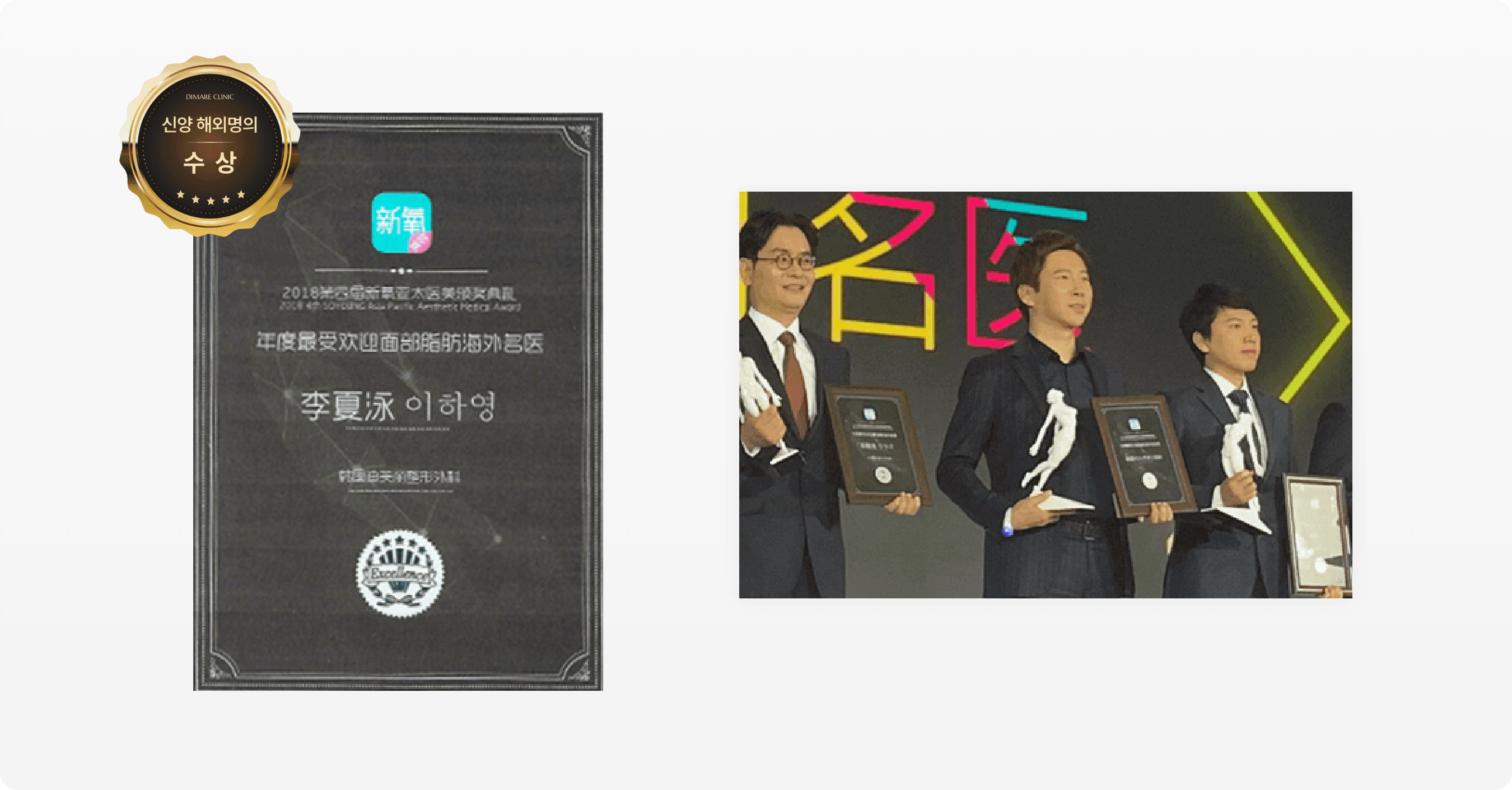 2018 신양 APP(SoYoung) 주관 해외 명의 선정 상패, 얼굴지방흡입 및 이식 부문에서 최고 등급을 인정받은 이하영 원장 수상패
