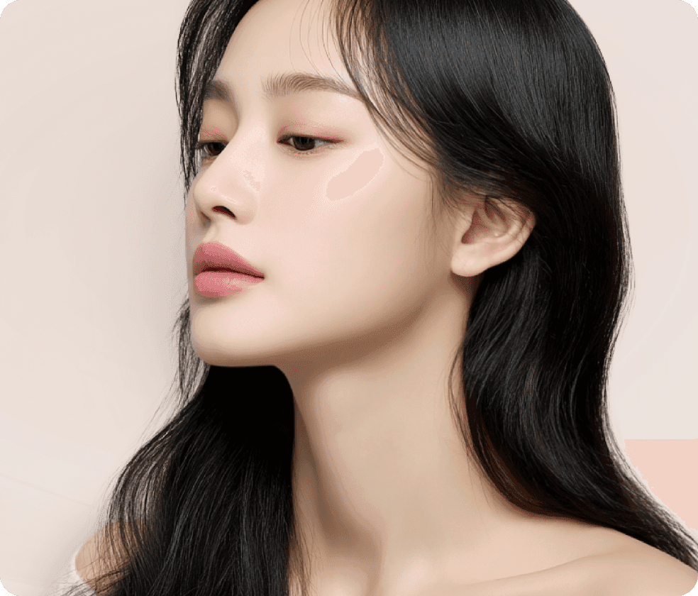 디마레 얼굴리프팅 메인 배너, 처진 턱선과 피부 라인을 끌어올려 무너진 얼굴의 흐름을 다시 세우고 탄력을 회복한 측면 리프팅 모델